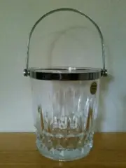 Cristal d'Arques vintage Tulleries Villandry crystal ice bucket w/chrome handle