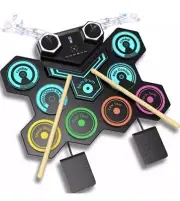 Drum Electronic Roll-Up Practice Pad Silicone Kit Portable Digit Stereo Speaker
