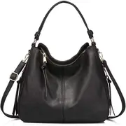 Nevenka Handbags for Women Large Designer Ladies Hobo bag Bucket Purse Faux Leather-Black