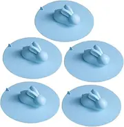 5pcs Rabbit Shape Sink Drain Cover Silicone Sink Plug for Kitchen Bathroom Drain Stopper Bathtub Stopper