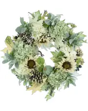 Creative Displays 28in Green and Teal Mixed Floral Wreath