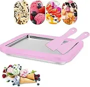 Baotkere Ice Cream Sorbet Frozen Yogurt Maker Machine, Sweet Spot Roller Pan, Instant Cold Plate with 2 Scrapers，Ideal for Soft Ice Cream Gelato Fruit Milkshake Smoothie Making