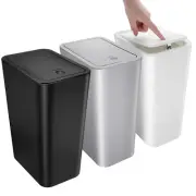 3 Pack Small Bathroom Trash Can with Lid - 10L/2.6 Gallon Slim Garbage Bin, Pop-