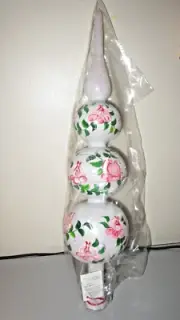 Radko Rosedown Tree Topper White & Pink Floral Roses New NWT +Box 17 1/2" SEALED