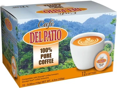 Del Patio Cafe Puerto Rico 100% Pure Coffee K-Cup 12 Pods