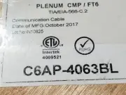 Primus C6AP-4063BL 23/4P Cat6A UTP 10Gig 10G Plenum CMP Network Cable Blue/100ft