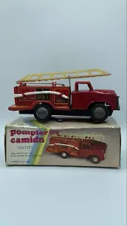 MF-163 China | Ford FIRE ENGINE LADDER TRUCK | 1980’s | Tin Friction Toy | VTG