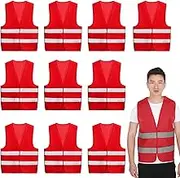 Cezmkio Safety Vests 10 Packs, Reflective High Vis Construction Vest, High Visibility Class 2 Work Vests for Men Women