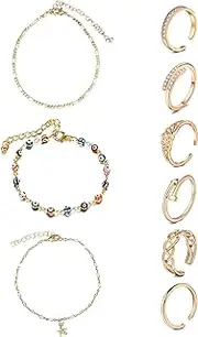 [MODRSA] Toe Rings for Women Toe Rings and Anklets for Women Toe Ring Adjustable Toe Rings Silver Rose Gold