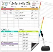JJPRO Baby Daily Log Whiteboard-Reusable Whiteboard for Fridge to Track Daily Schedule,Log Food,Sleep,Diaper Change and Daily Activities for Newborns and Toddlers-for New Parents,Nanny, Babysitter