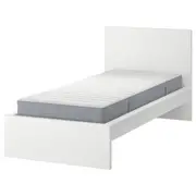 MALM bed frame with mattress, white/Valevåg extra firm, Single