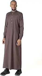 [alqamees] Mens Thobe Exclusive Long Sleeve Kaftan Traditional Islamic Long Gown Jubba Thawb for Men, Redeem, 60XL, Redeem, 60XL
