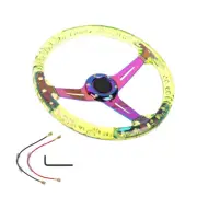 6-Holes 350mm Deep Dish Yellow Crystal Bubble Neo Chrome Spoke Steering Wheel (for: Mazda)