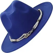 [BESTYASH] Caps Jazz Hat Wide Men Straw Blue Nylon