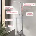 Square Shower Gooseneck Wall Arm Sliding Rail For Shower Head and Handheld Spray