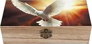 LDTVSFZQ Wooden Storage Box Dove Sun Art Wood Gift Box with Hinged Lid And Front Clasp Personalized Jewelry Box Keepsake Memory Boxes Office Desk Organizer