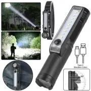 Super Bright USB Rechargeable LED Torch Flashlight Red Side Lamp Waterproof