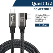 16FT Elbow Data Cable USB A-C C-C Fast Charging Line for Quest 2/3 VR Link Cable