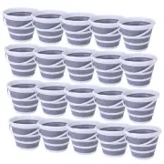 20x 10L Foldable Collapsible Bucket Silicone Hike/Camp/Fish Bulk - Grey/White