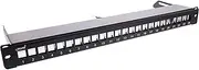 InLine® Patch Panel 24-Way Keystone Empty Plate Patch Panel with Pull-Out 19 Inches 1HE Black RAL9005