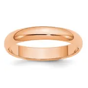 Solid 14K Yellow Gold Rose Gold 4mm Half Round Men's/Women's Wedding Band Ring Size 14