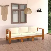 3 Piece Outdoor Furniture Setting Patio Conversation Set All-Weather Garden Furniture Patio Couch Sectional Sofa Deck Backyard, Solid Acacia Wood
