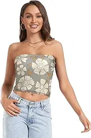 [GuoChe] Summer Sexy Tube Top Happy Thanksgiving Autumn Flowers Comfy Strapless Bra Bandeau Stretchy Tube Top for Teen, Happy Thanksgiving Autumn73, Medium