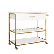 Kitchen Island Trolley Bar Cart Wine Rack Portable Drinks Holder Coffee Tea Serving Rolling Utility Storage Drawer Shelf Organizer on Wheels