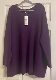 NWT $228 Eileen Fisher Raisin Merino Wool Pullover 2X