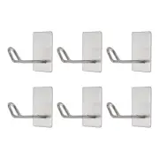 6pcs Self Adhesive Hooks Large Stainless Steel Towel Sticky Wall Hooks, Silver