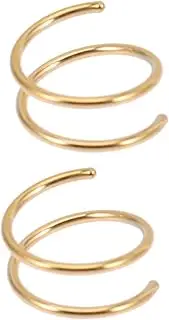 [ROMISBABA] 2pcs Spiral Nose Rings Stainless Steel Helix Piercing Jewelry Nose Hoops for Women