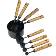 Measuring Cups and Spoons Set of 8, Stainless Steel Measuring Cup with Wooden...
