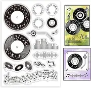 GLOBLELAND Music Clear Stamps Record Silicone Clear Stamp Seals Music Diary Transparent Stamps for DIY Scrapbooking Cards Making Photo Album Journal Home Decoration