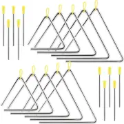 10 Pack Musical Triangle Steel Set, 4" 5" 6" 7" 8" Hand Percussion Music Percuss