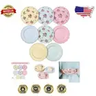 Charming Floral Porcelain Plates - Set of 8, Perfect for Desserts & Appetizers