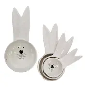 4pc Ceramic Measuring Cup/Scoop Bunny Kitchen/Baking Cooking Utensil Set White