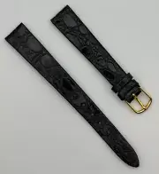 Vintage TIMEX CASIO Flex-On 54 Alligator Calfskin 13mm Watch Band BLACK - NEW!