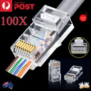100X RJ45 Pass Through Connectors Network Cable Jack Connector Network RJ-45Plug
