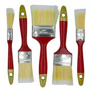 5pc Paint Brush Set Red Handle Flat & Angle 0.5-2.5 Inch Home Paint Design Art
