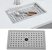 Bar Sink with Drip Cover, Drop in Kitchen Sink, Stainless Steel Bar Drip Tray for Drinking Bar, Sideboard and Workstation, Single Bowl Basin, 13 X 7.87 X 1.97 Inch (Wire Drawing)