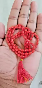 Natural coral mala mooga necklace 109 beads bring financial stability & success