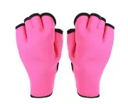 1 Pair Swimming Webbed Gloves Slip Resistant Half Finger Swim Training Gloves Diving Equipment For Kids Children Pink L