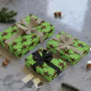 Krampus Wrapping Paper, Green Gift Wrap roll, Creepy Xmas Christmas