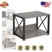 Stylish 2 Tier Desktop Printer Stand with Rustic Shelves for Office Efficiency