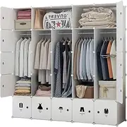 Plastic Wardrobe Closet Portable Wardrobe Cube Storage Organization System Cabinet with Door Closet Bedroom Wardrobe Dresser Locker Rack Wardrobe Closet