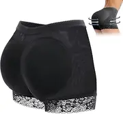 [Cozevdnt] Women Butt Lifter Shapewear, shapewear Padded Pants, Fake Butt Lifter Shapewear, Padded Panties Hip Enhancer Pads Body Shaper, Tummy Control Boyshort Underwear Hip Pads Black, Black, X-Large