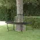 Half Round Tree Bench Ø159 cm Black Steel Outdoor Garden Patio Seating vidaXL