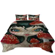 Poisonous Beauties Fly Agaric Girl and Mushrooms Coverlet