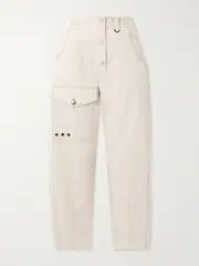 [Moncler Grenoble] Moncler Grenoble - Eyelet-embellished Cotton And Linen-blend Canvas Tapered Cargo Pants - Beige - xx small xx small Neutrals
