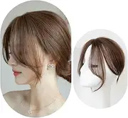 Air Bangs Hair Extensions Natural Hairs Extensions Hairpieces for Women Girl Bang Hairpieces for Women with Thinning-Hair for All Face Type (light brown)